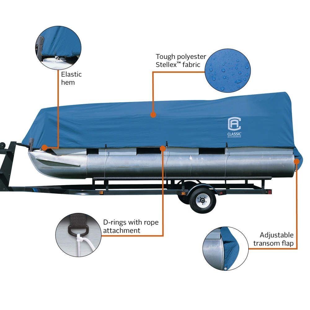 Stellex Pontoon Boat Cover 21' - 24' L, Polyester Fade-Resistant Fabric - Model B
