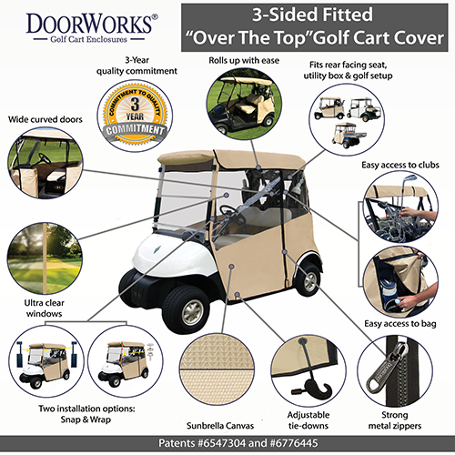 Doorworks 3-Sided Golf Buggy Enclosure Golf-Style (Custom Fit) Sunbrella