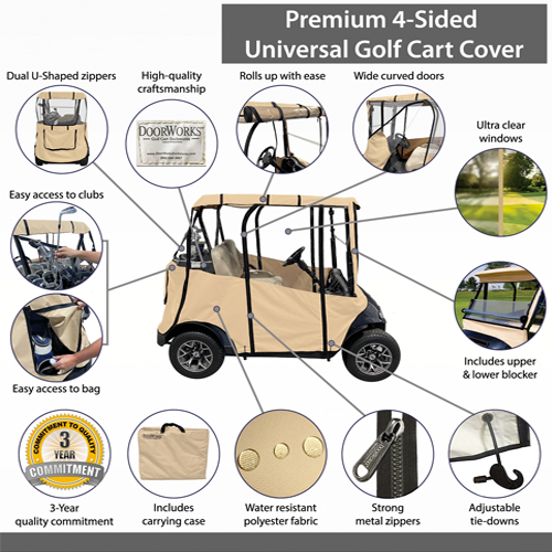 Doorworks 4 Sided Golf Buggy Cart Enclosure Cover (Universal)