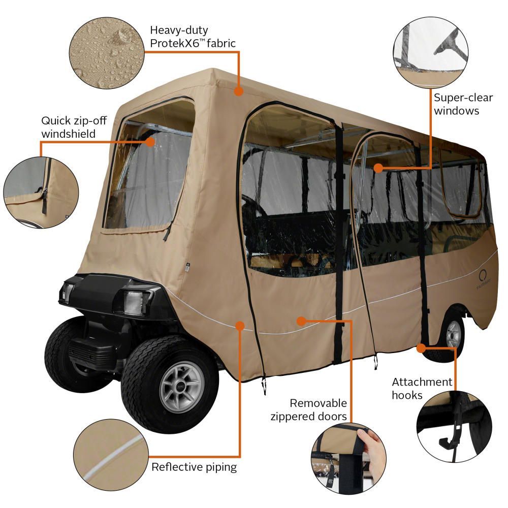 Fairway Deluxe Golf Buggy Enclosure Extra Long Roof Khaki 