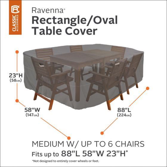 Ravenna Patio Table & Chair Set Furniture Covers Rectangular / Oval Medium