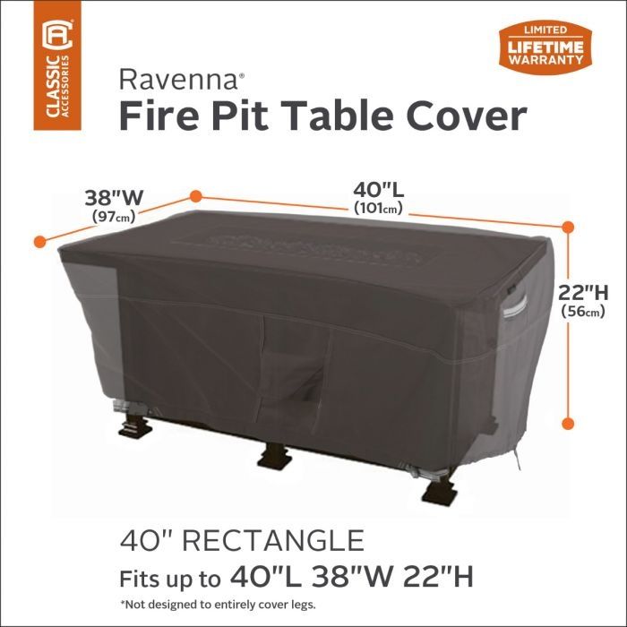 Ravenna Fire Pit Table Cover - 40 in. Rectangular