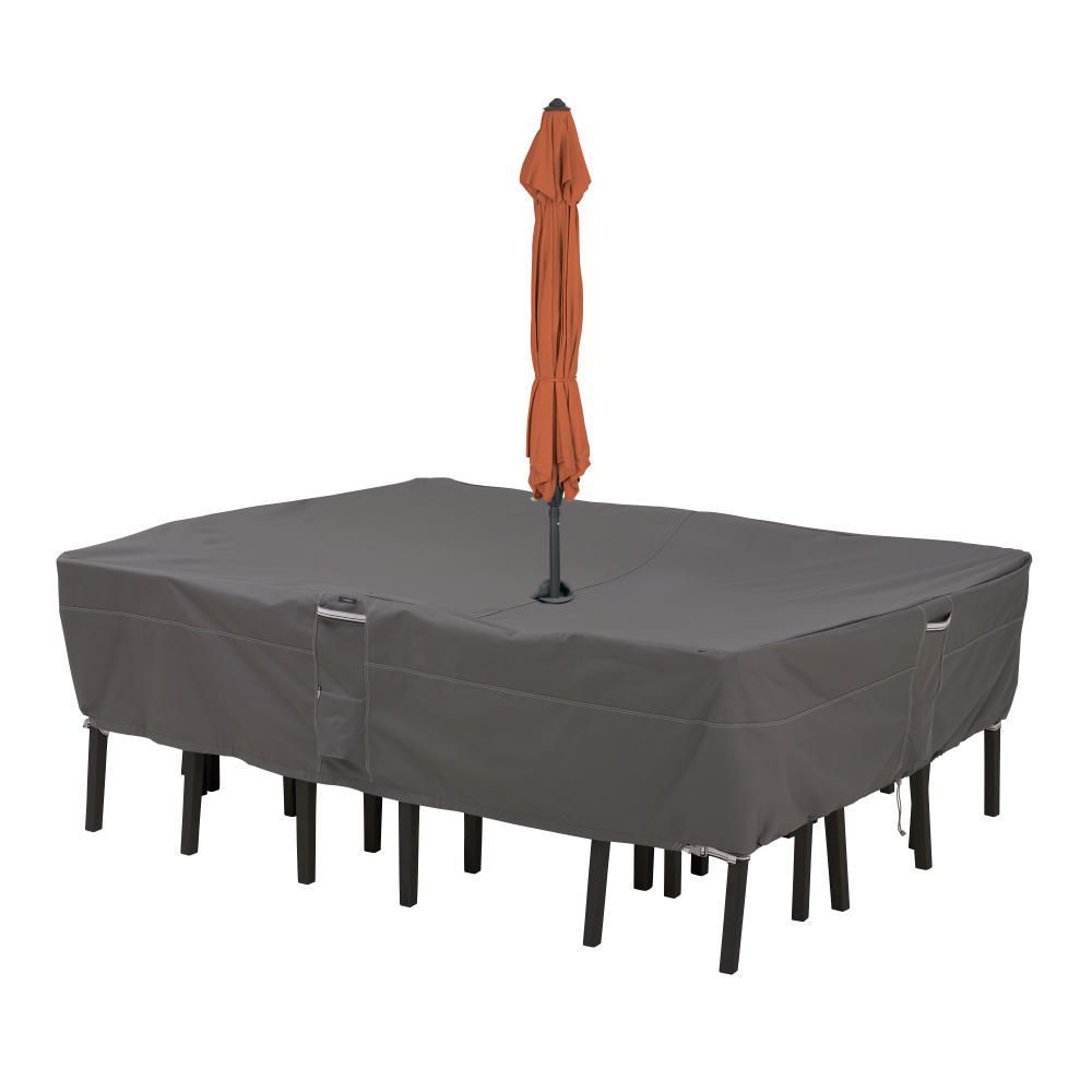 Ravenna 108 Inch Rectangular/Oval Patio Table & Chair Set Cover with Umbrella Hole