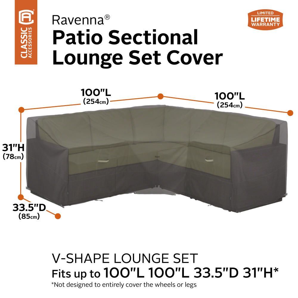 Ravenna Patio Sofa V-Shaped Sectional Lounge Set Cover