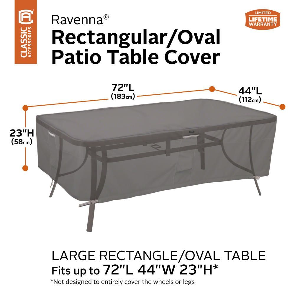 Ravenna Rectangular/Oval Patio Table Cover 72 Inch