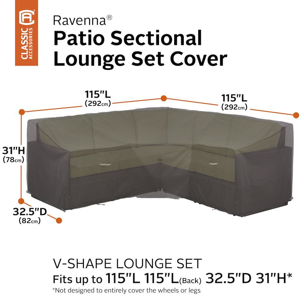 Ravenna Patio Sofa V-Shaped Sectional Lounge Set Cover