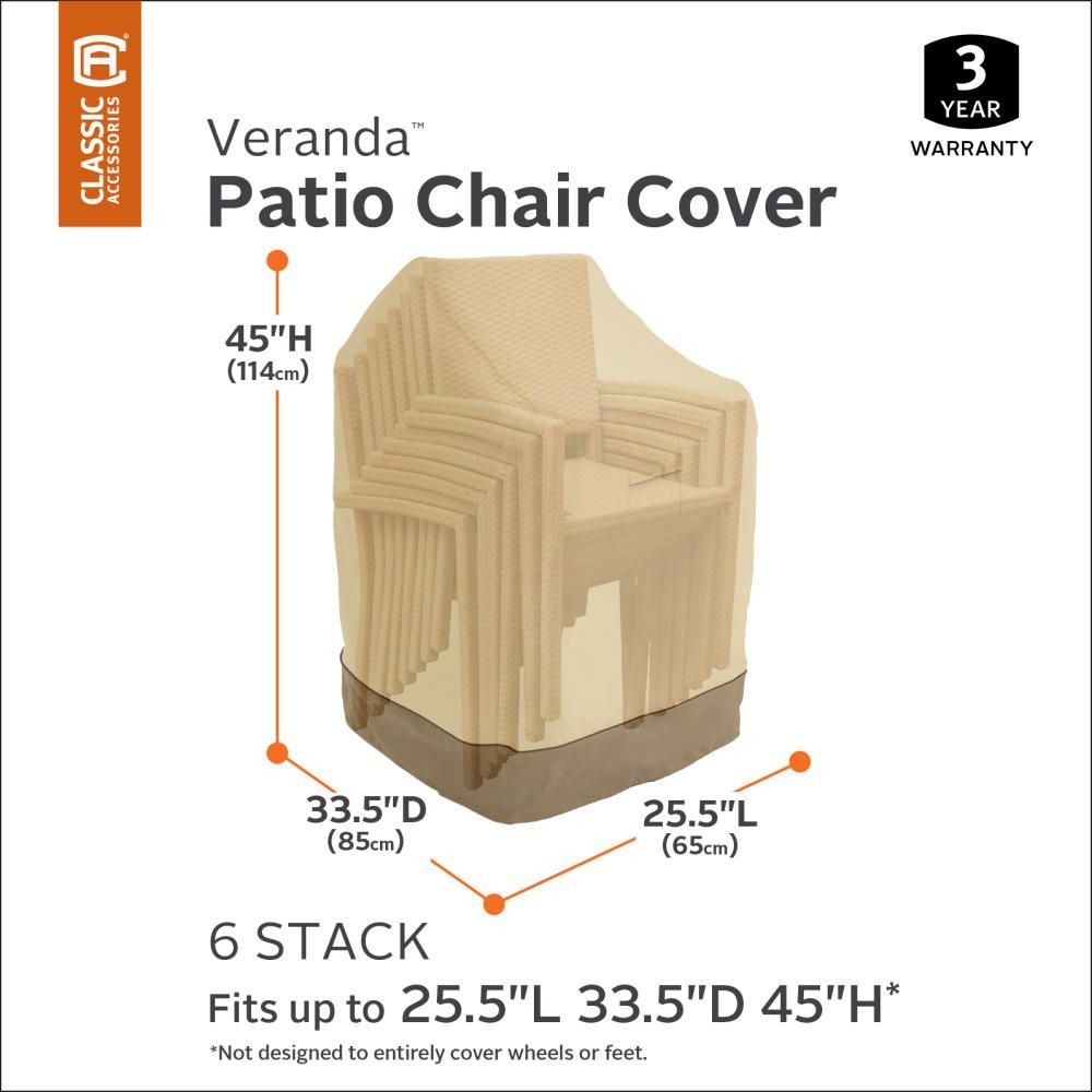 Veranda Stackable Chairs Cover - Durable and Water Resistant Outdoor Chair Cover, Fits stack of up to 6 chairs