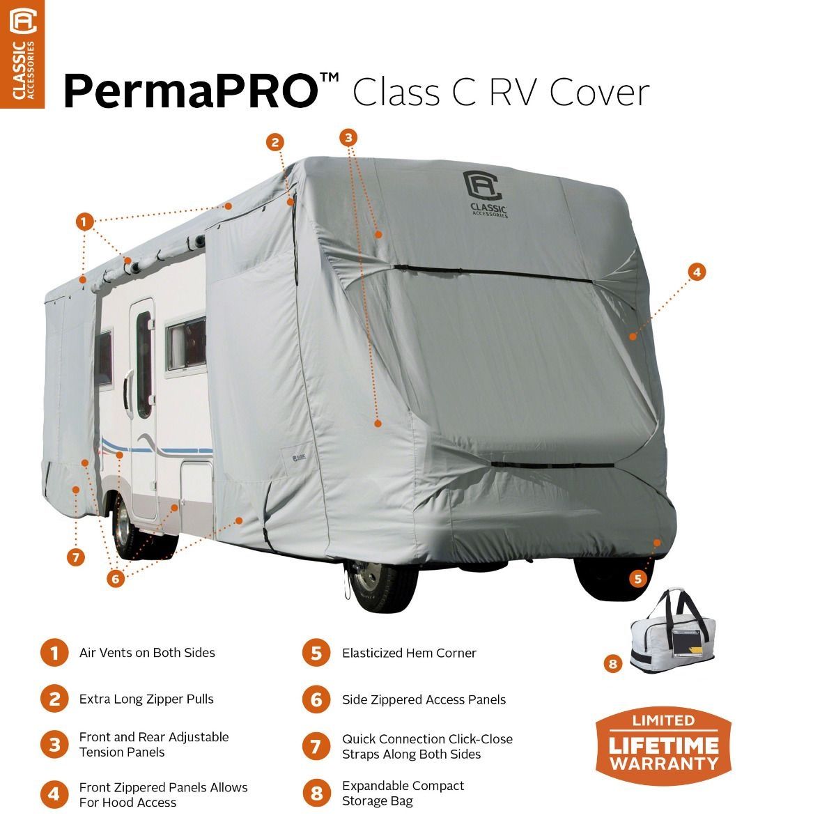 PermaPRO Deluxe Coachbuilt Motorhome Cover, Fits 35' - 38' RVs - Lightweight - Model 7T