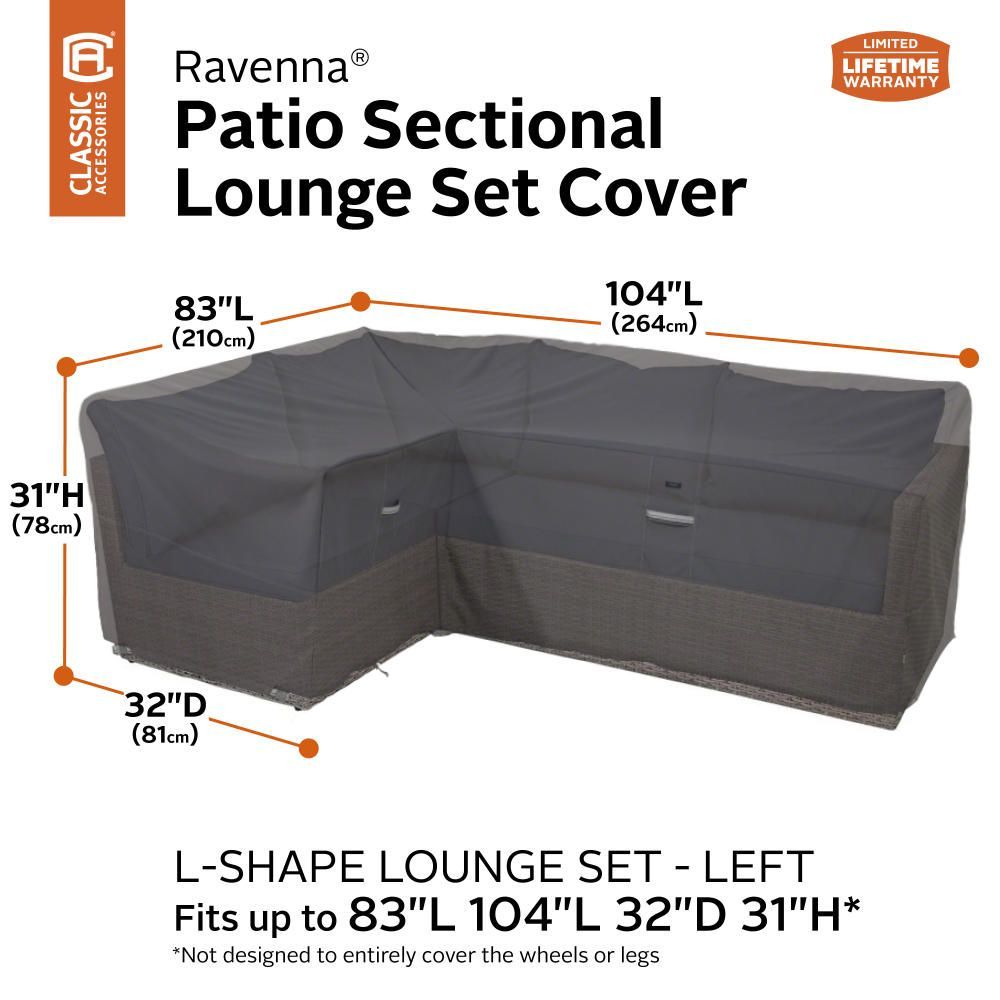  Ravenna Patio Sofa L-Shaped Sectional Lounge Set Cover