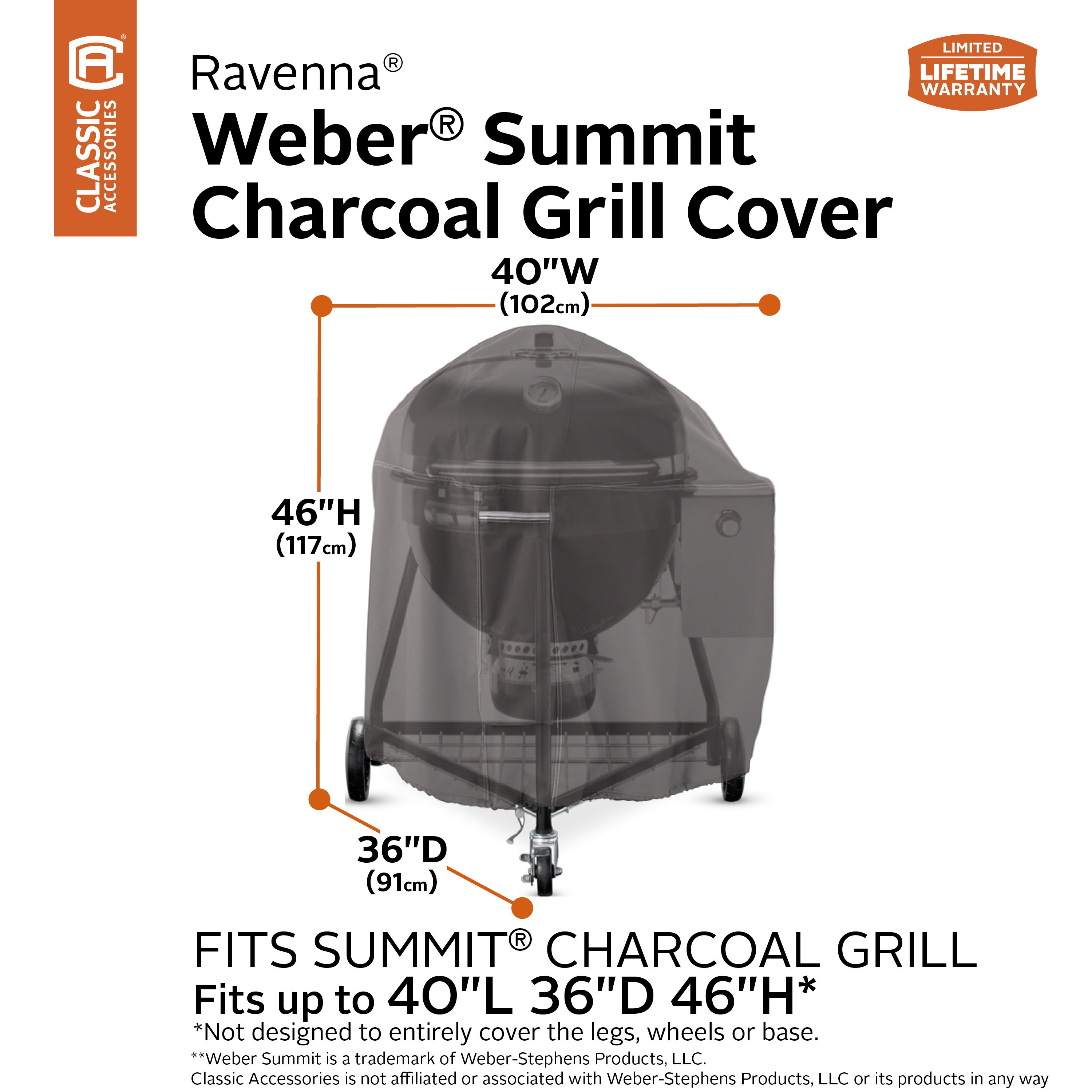 Ravenna Charcoal BBQ Grill Cover for Weber Summit
