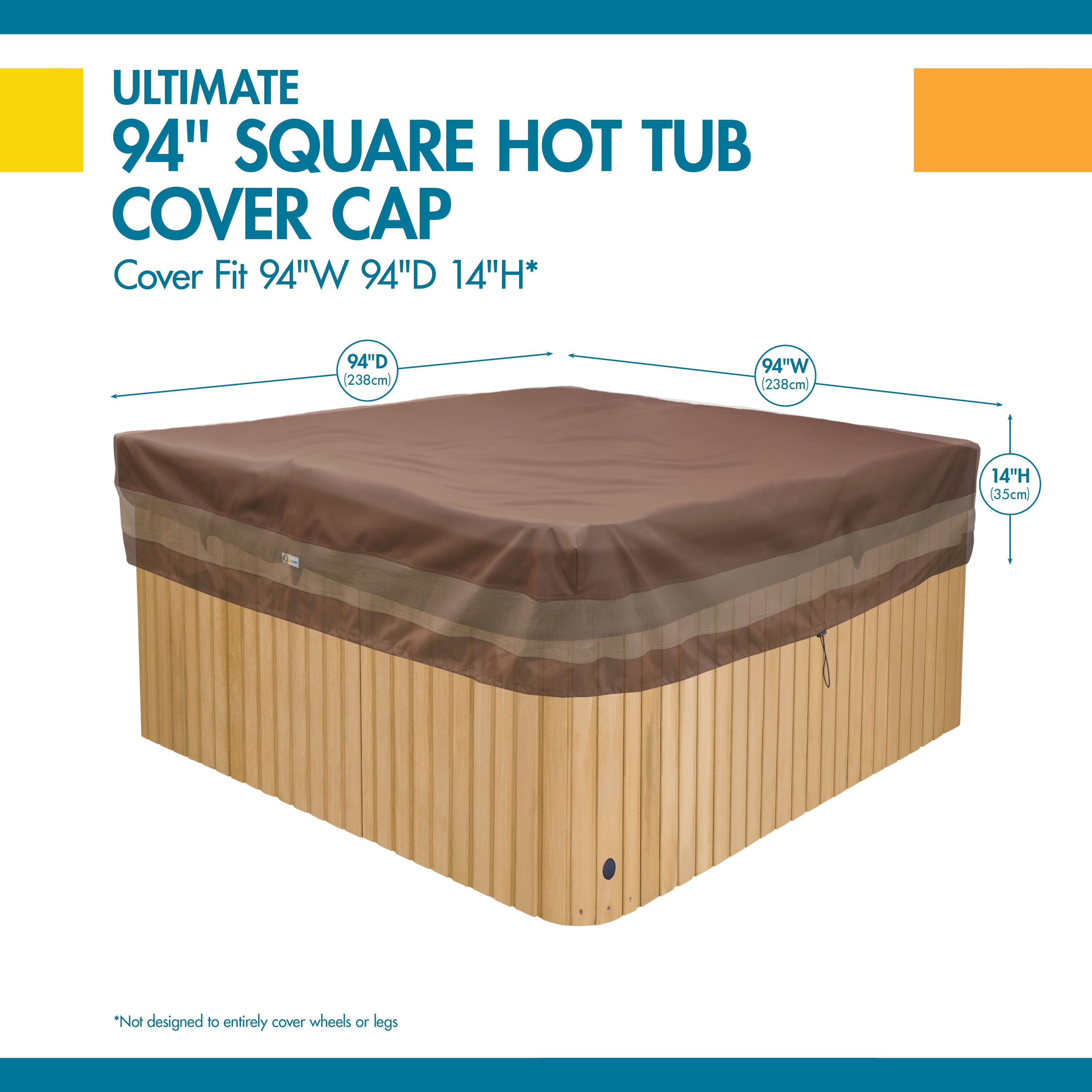 Duck Covers Ultimate 94 Inch Square Hot Tub Cover Cap