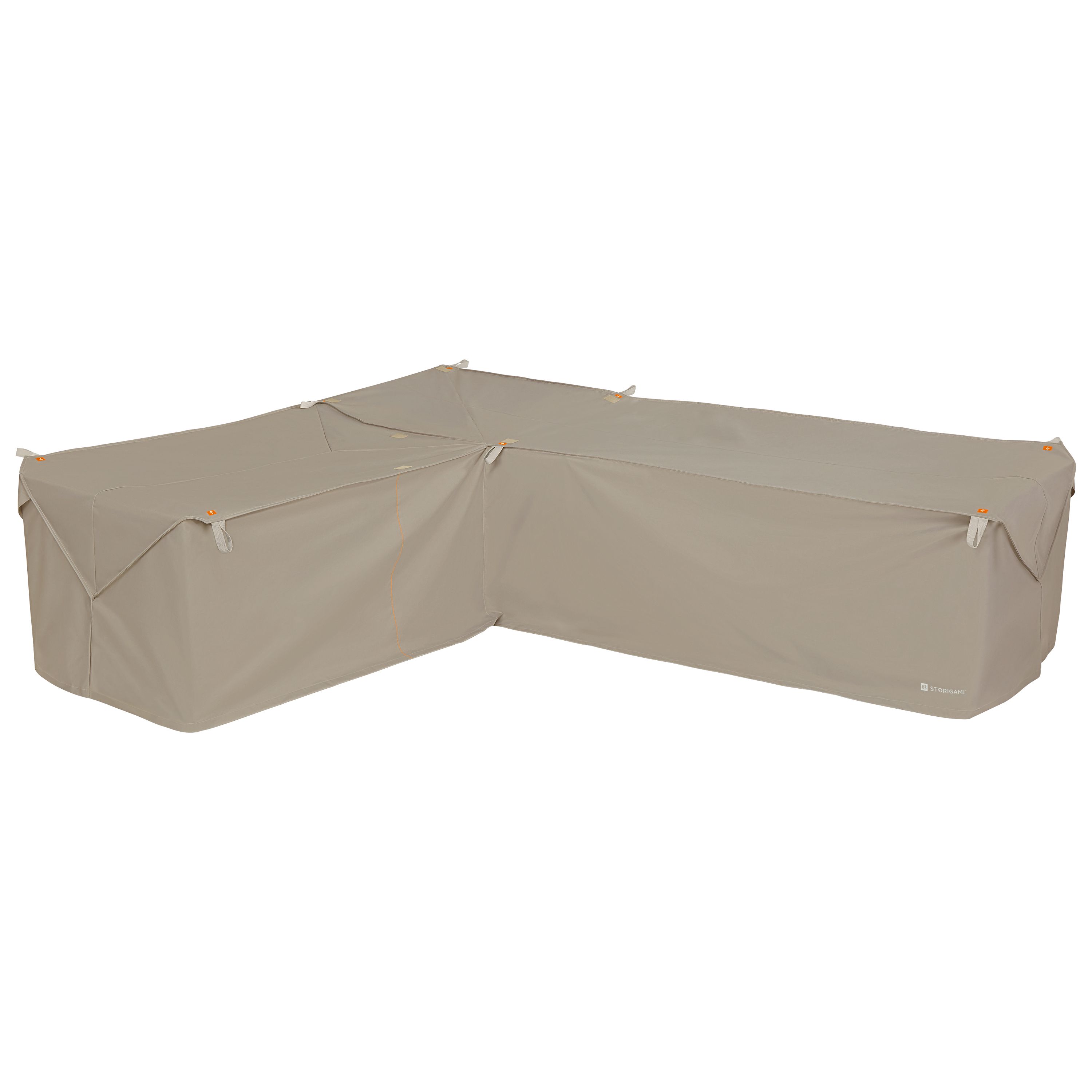 Storigami 104 Inch Easy Fold Patio Left-Facing Sectional Lounge Set Cover, Goat Tan