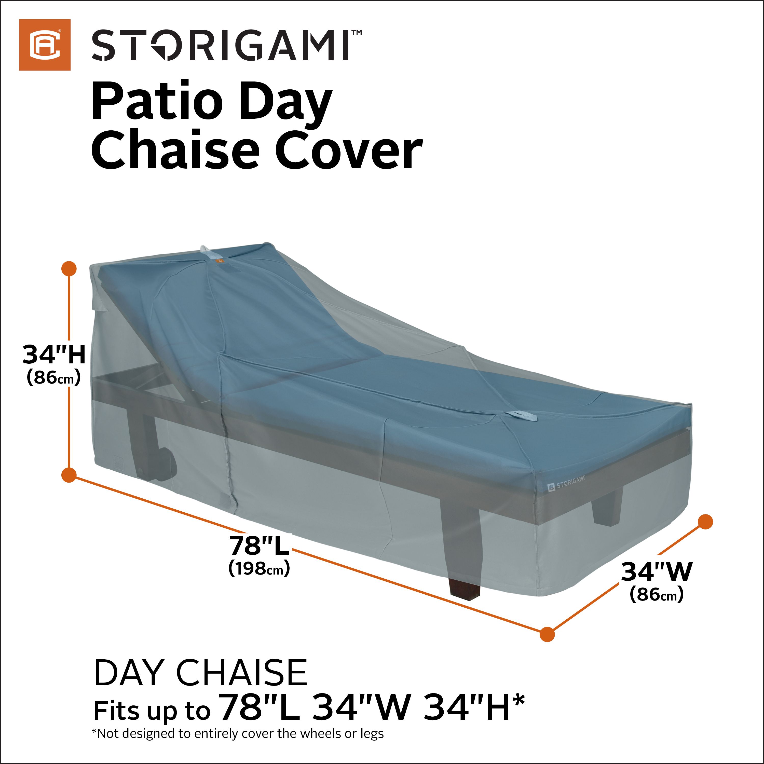Storigami 78 Inch Easy Fold Patio Day Chaise Cover, Monument Grey