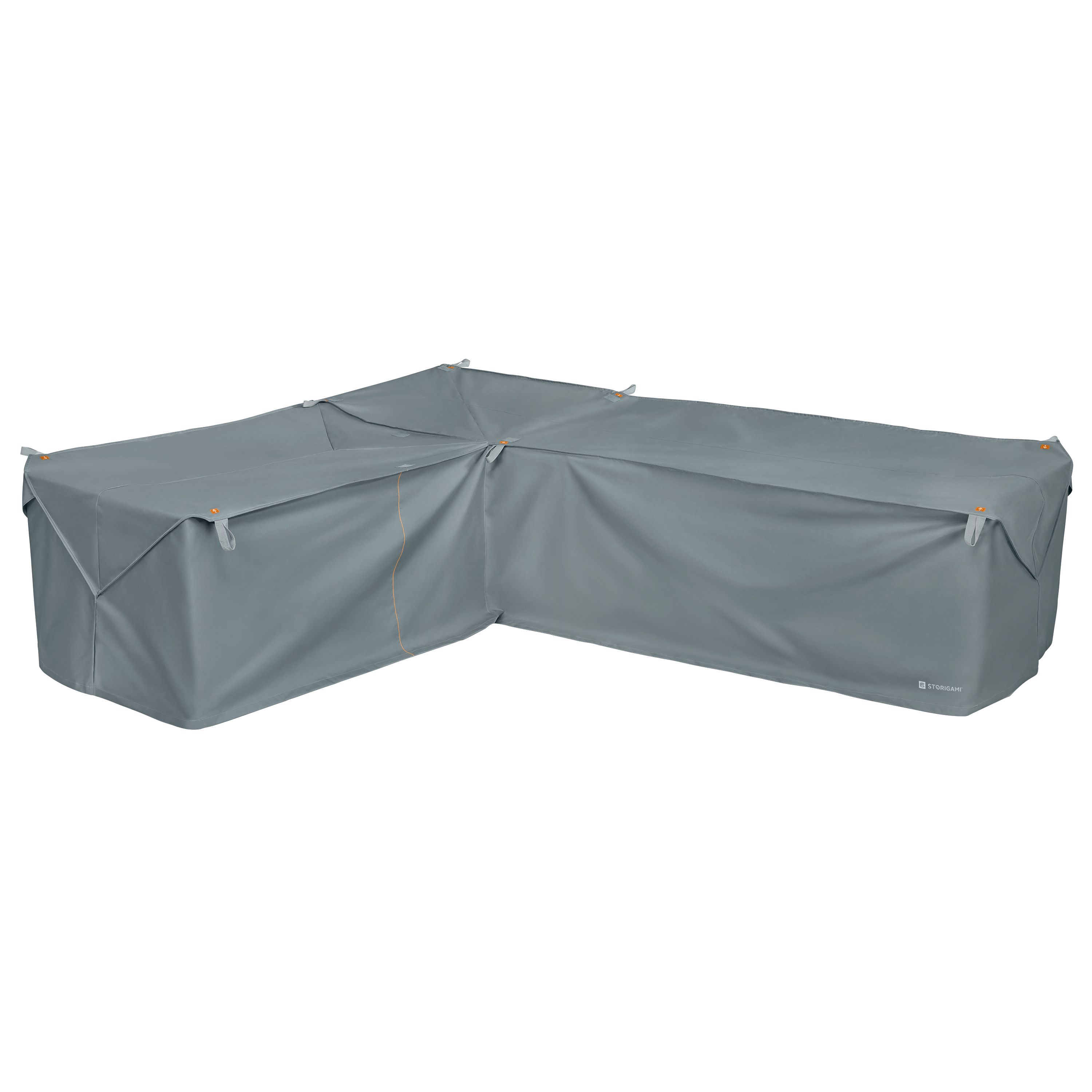 Storigami 104 Inch Easy Fold Patio Left-Facing Sectional Lounge Set Cover, Monument Grey