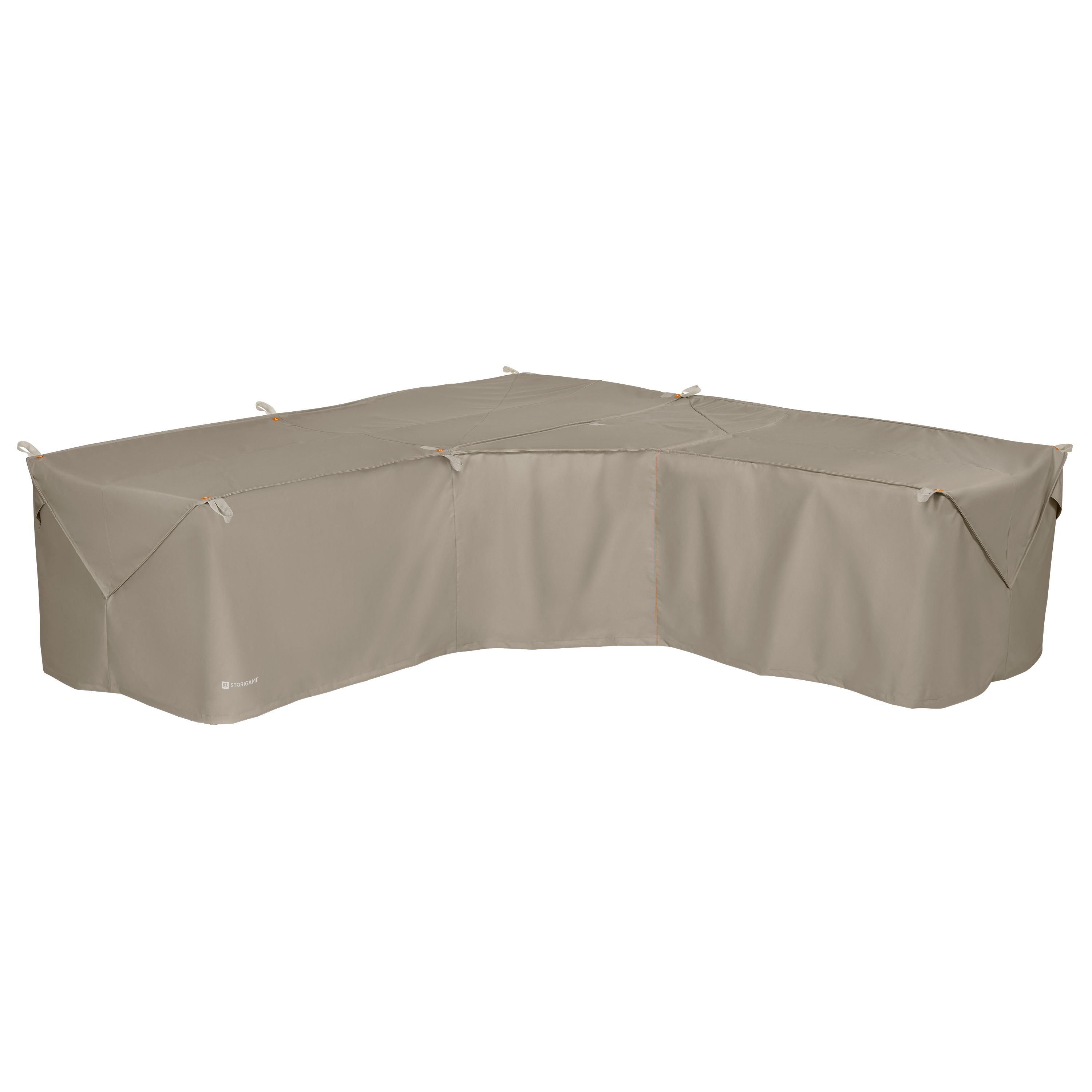 Storigami 100 Inch Easy Fold Patio V-Shaped Sectional Lounge Set Cover, Goat Tan
