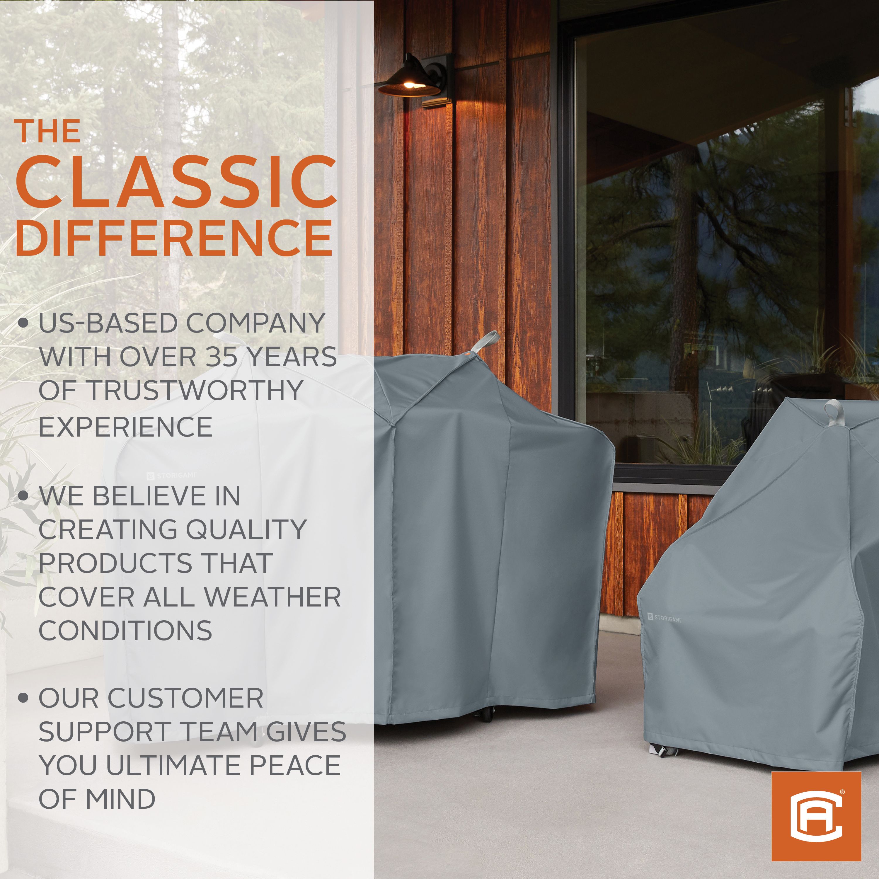 Storigami 100 Inch Easy Fold Patio V-Shaped Sectional Lounge Set Cover, Goat Tan