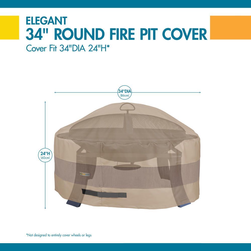 Duck Covers Elegant Round Fire Pit Cover, 34 Inch