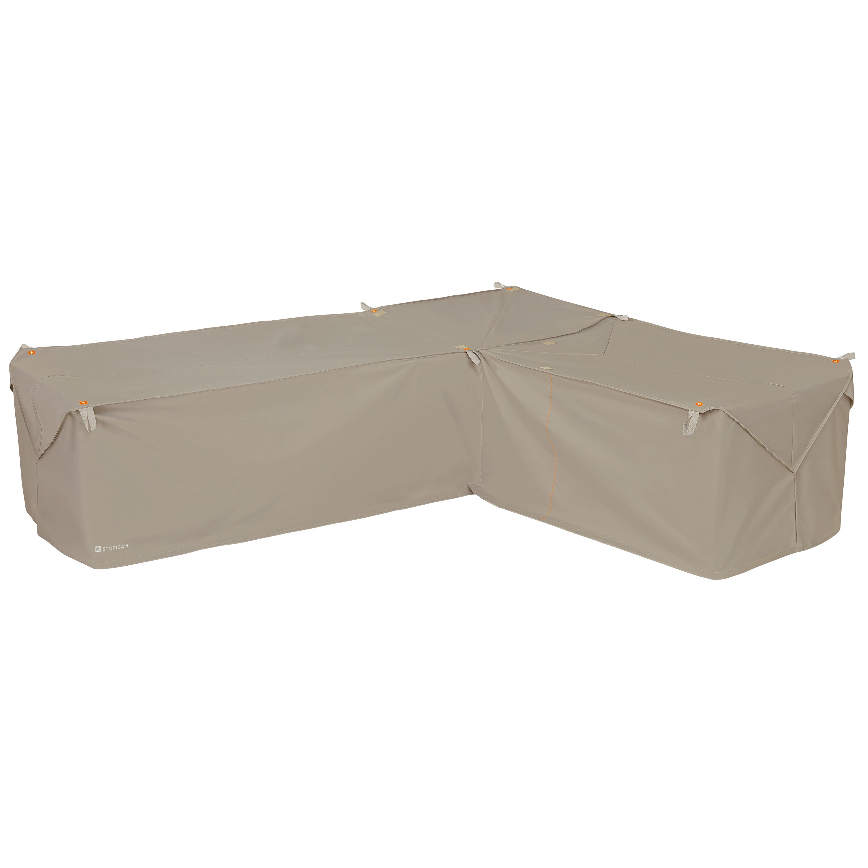 Storigami 104 Inch Easy Fold Patio Right-Facing Sectional Lounge Set Cover, Goat Tan