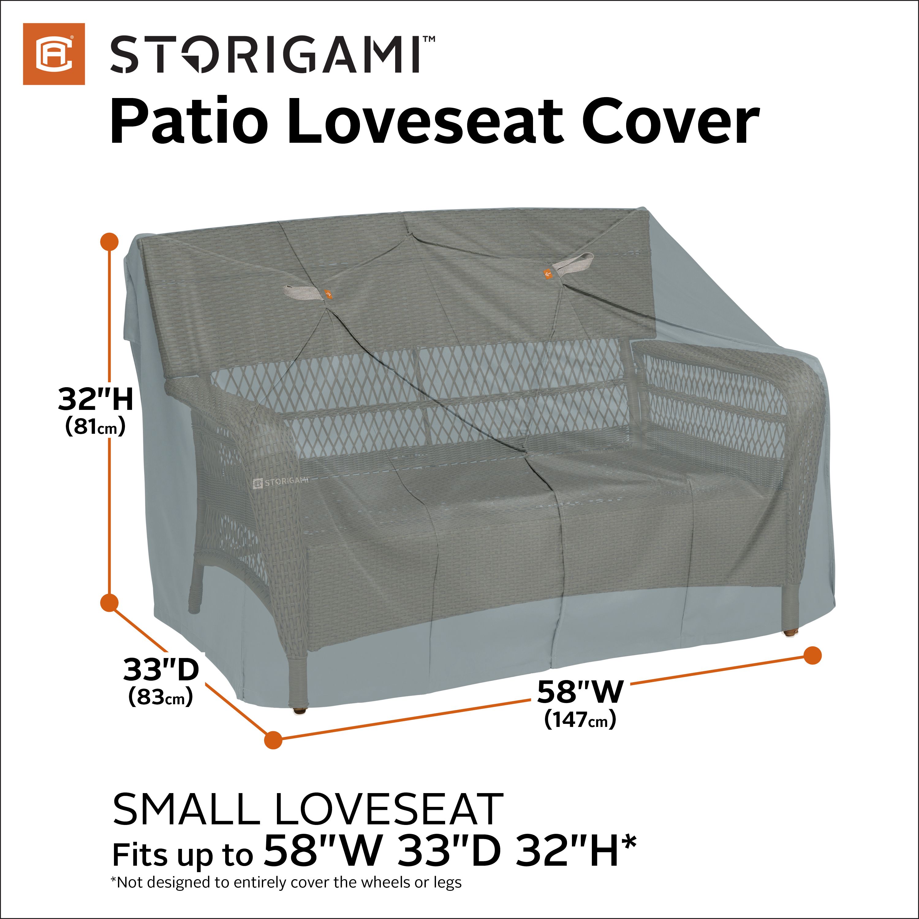 Storigami 58 Inch Easy Fold Loveseat Sofa Cover, Monument Grey