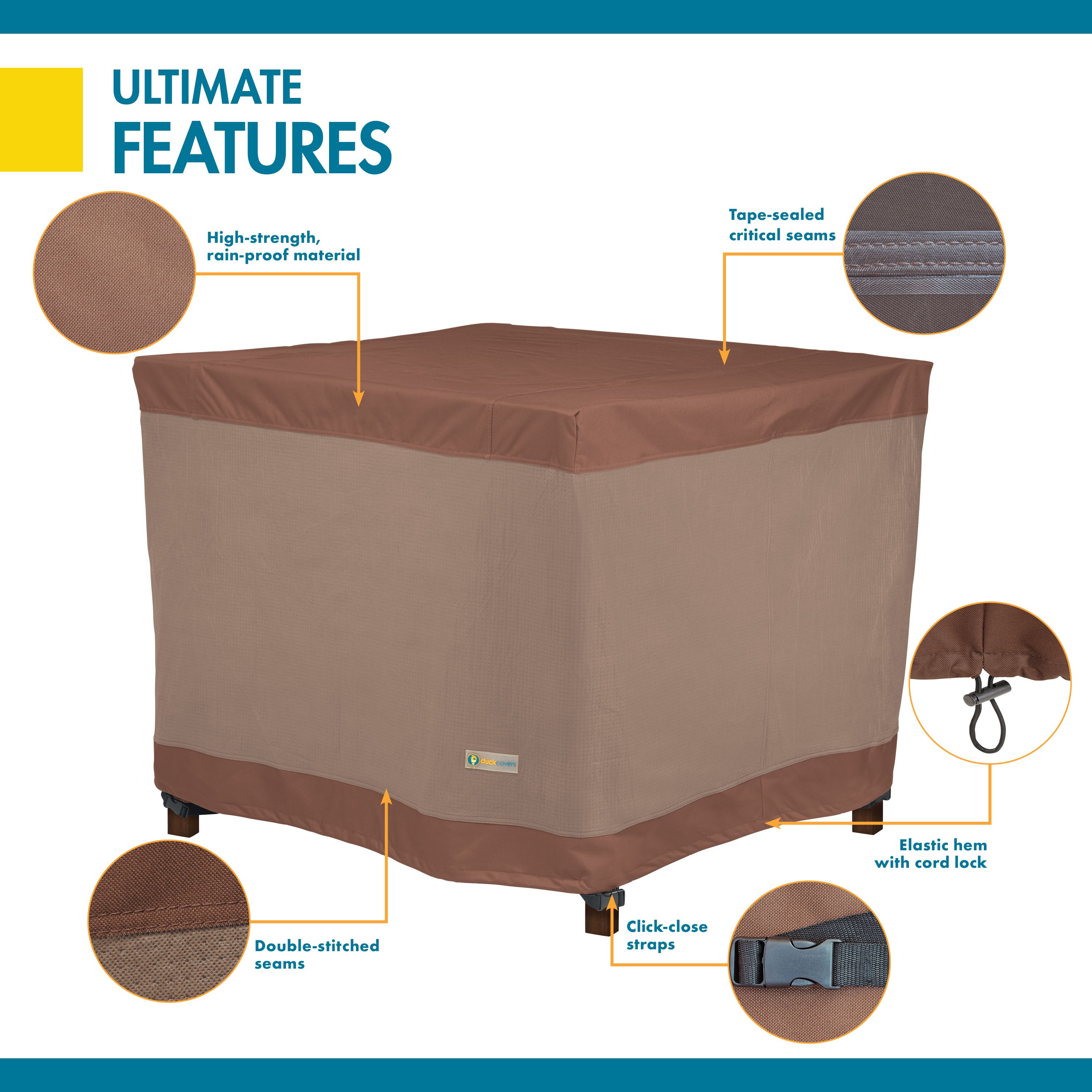 Duck Covers Ultimate 40 Inch Square Garden Patio Table Cover