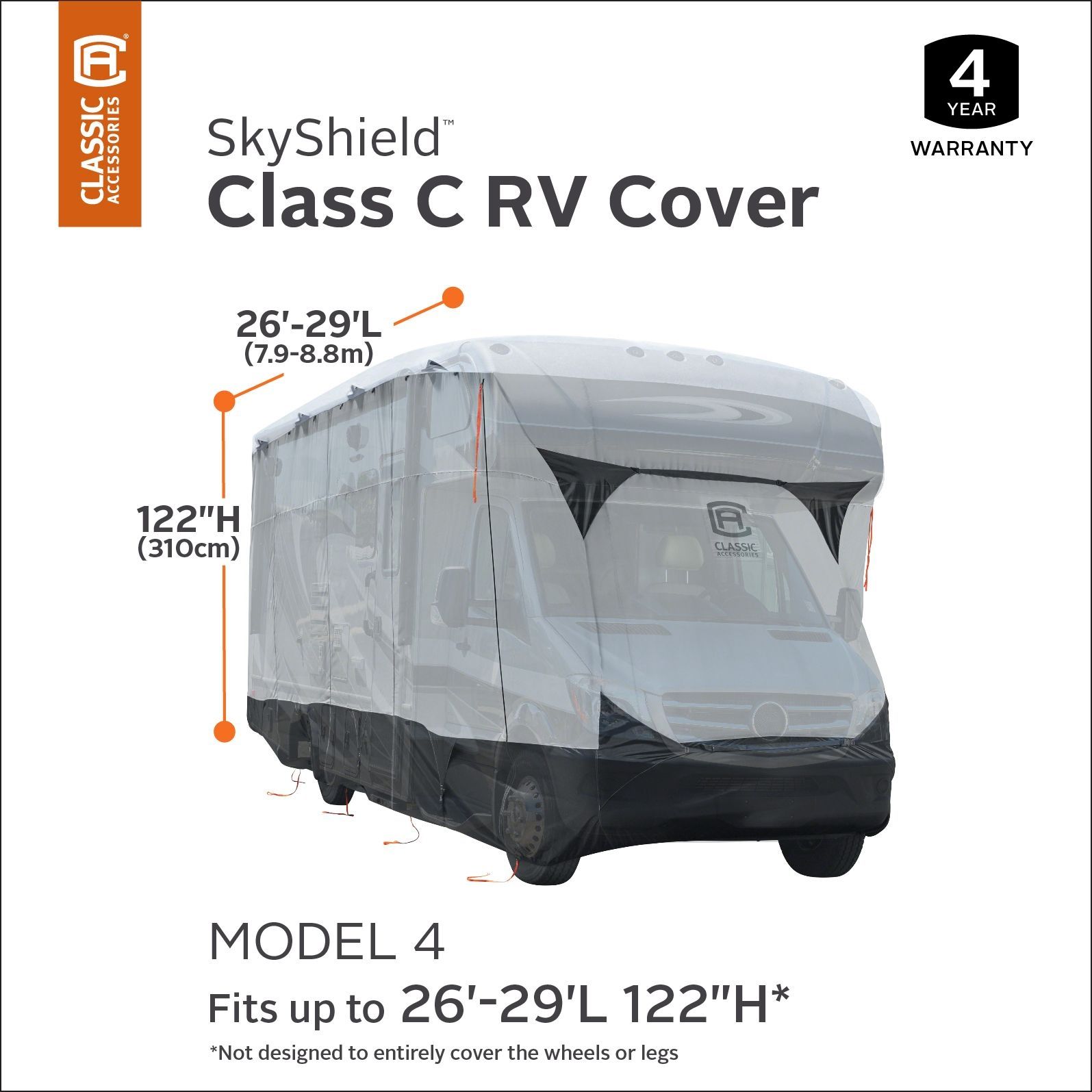 SkyShield Large Motorhome Class C Cover, Fits 26’ - 29’ Lengths