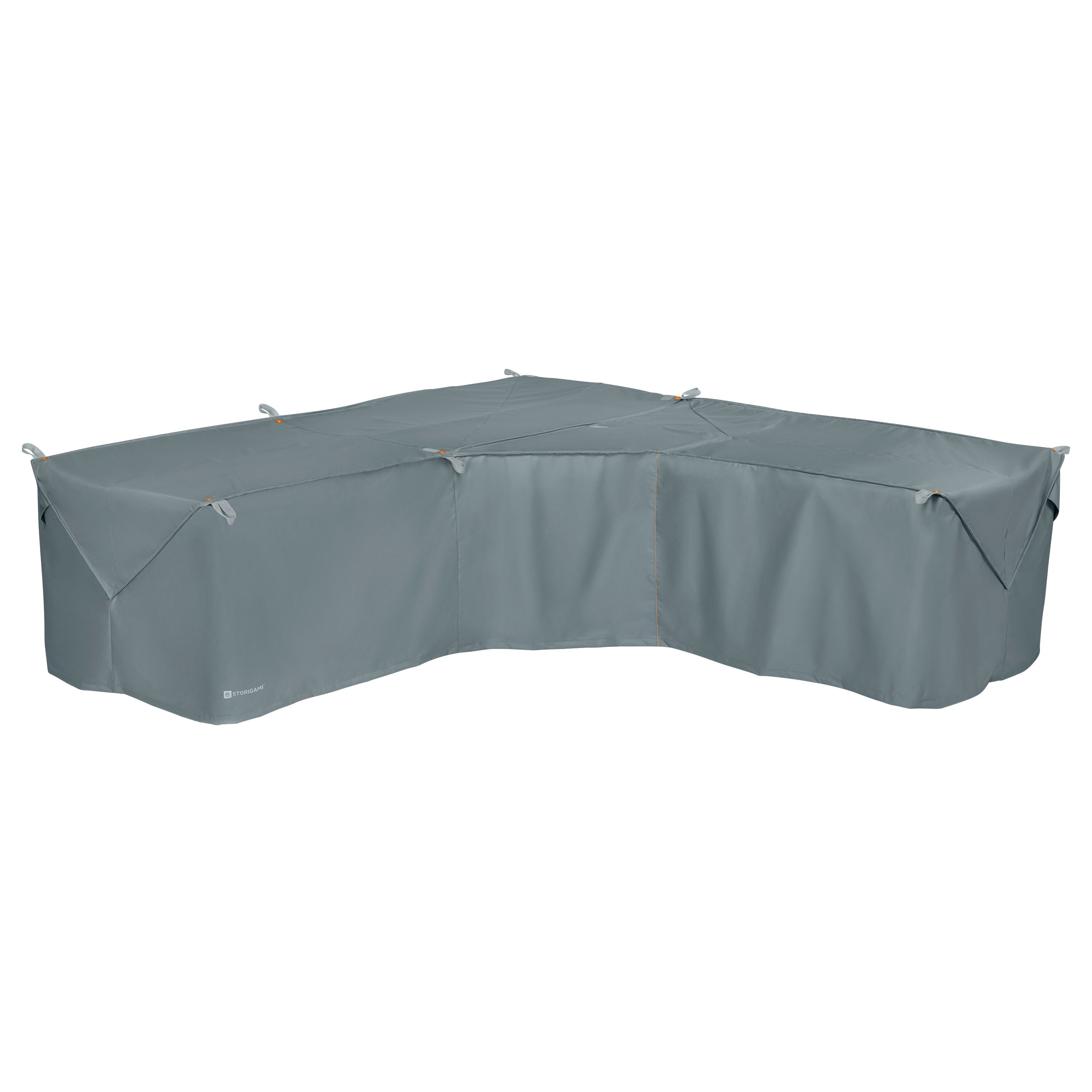 Storigami 100 Inch Easy Fold Patio V-Shaped Sectional Lounge Set Cover, Monument Grey