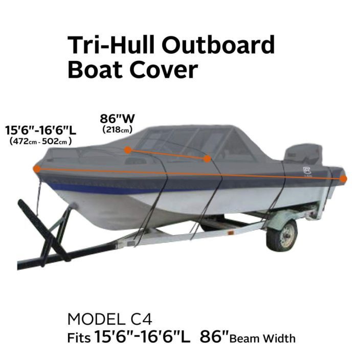 StormPro Tri-Hull Outboard Boat Cover