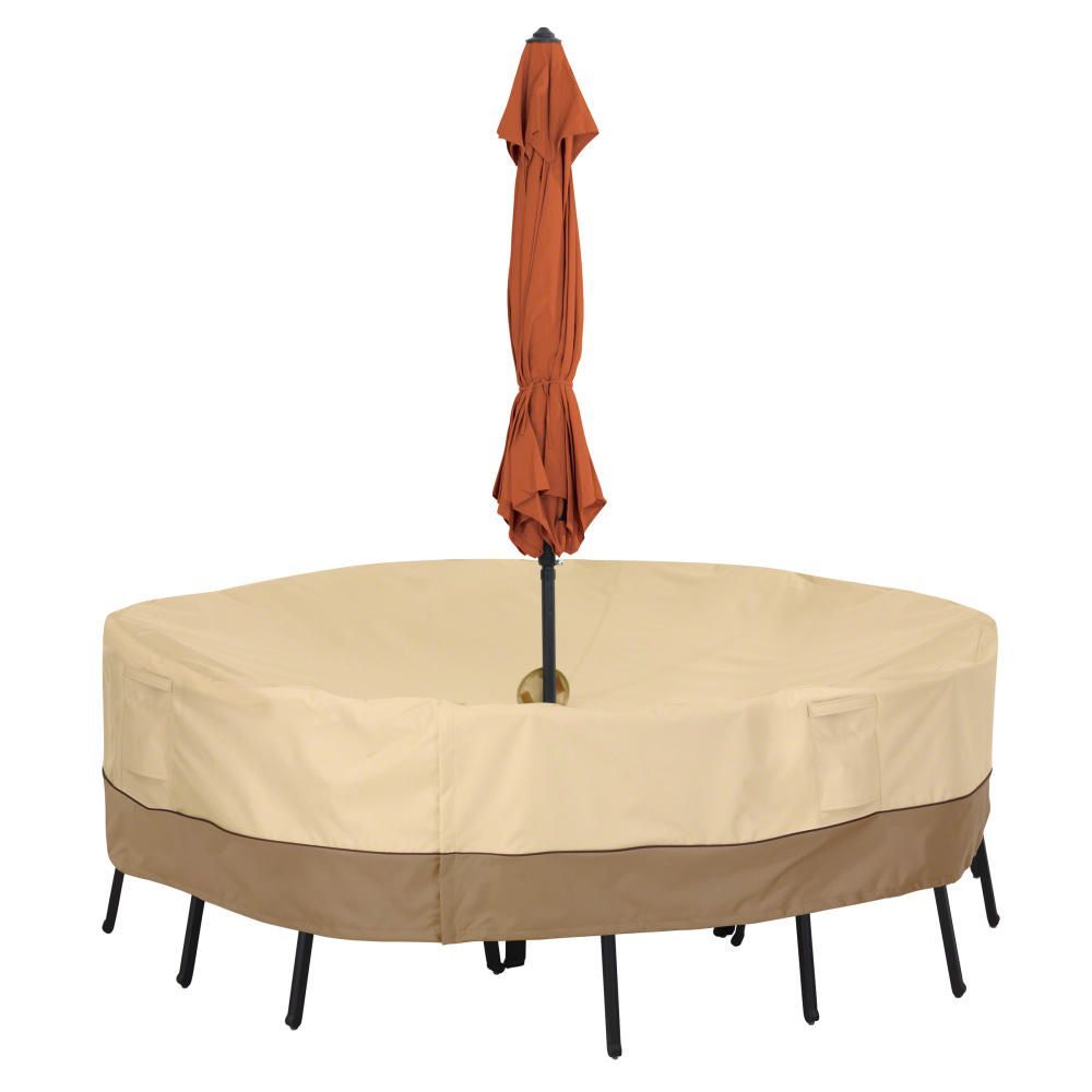 Veranda Round Patio Table & Chair Set Cover with Umbrella Hole