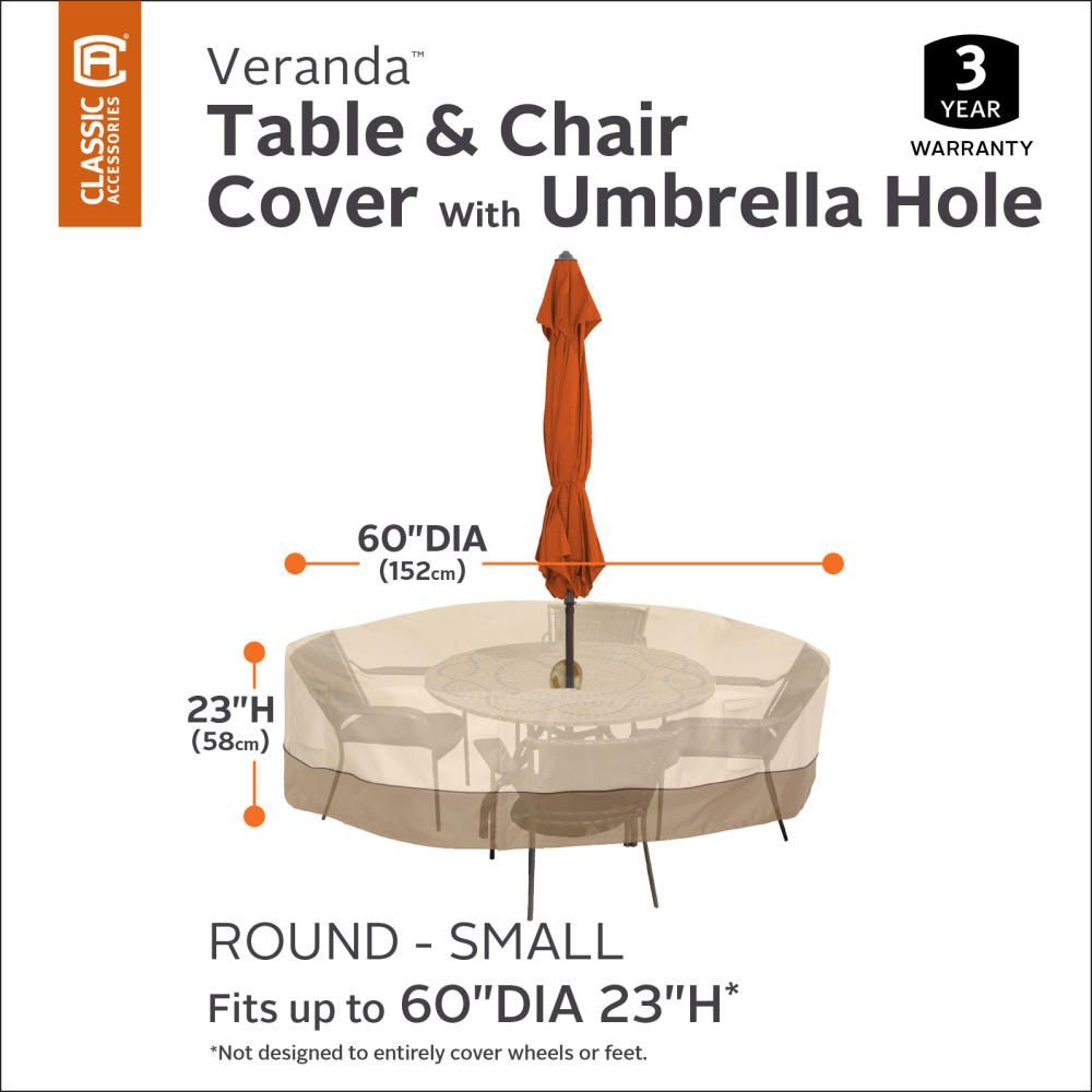 Veranda Round Patio Table & Chair Set Cover with Umbrella Hole