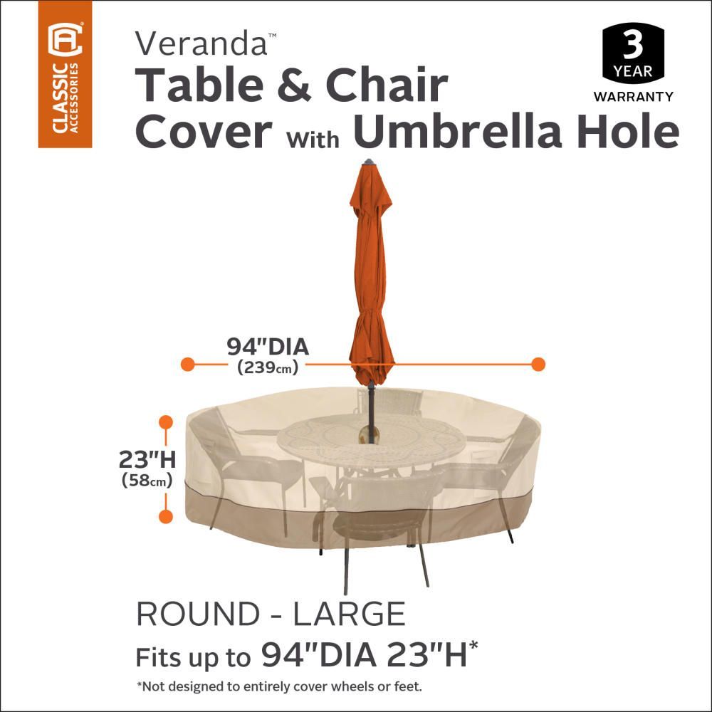 Veranda Round Patio Table & Chair Set Cover with Umbrella Hole
