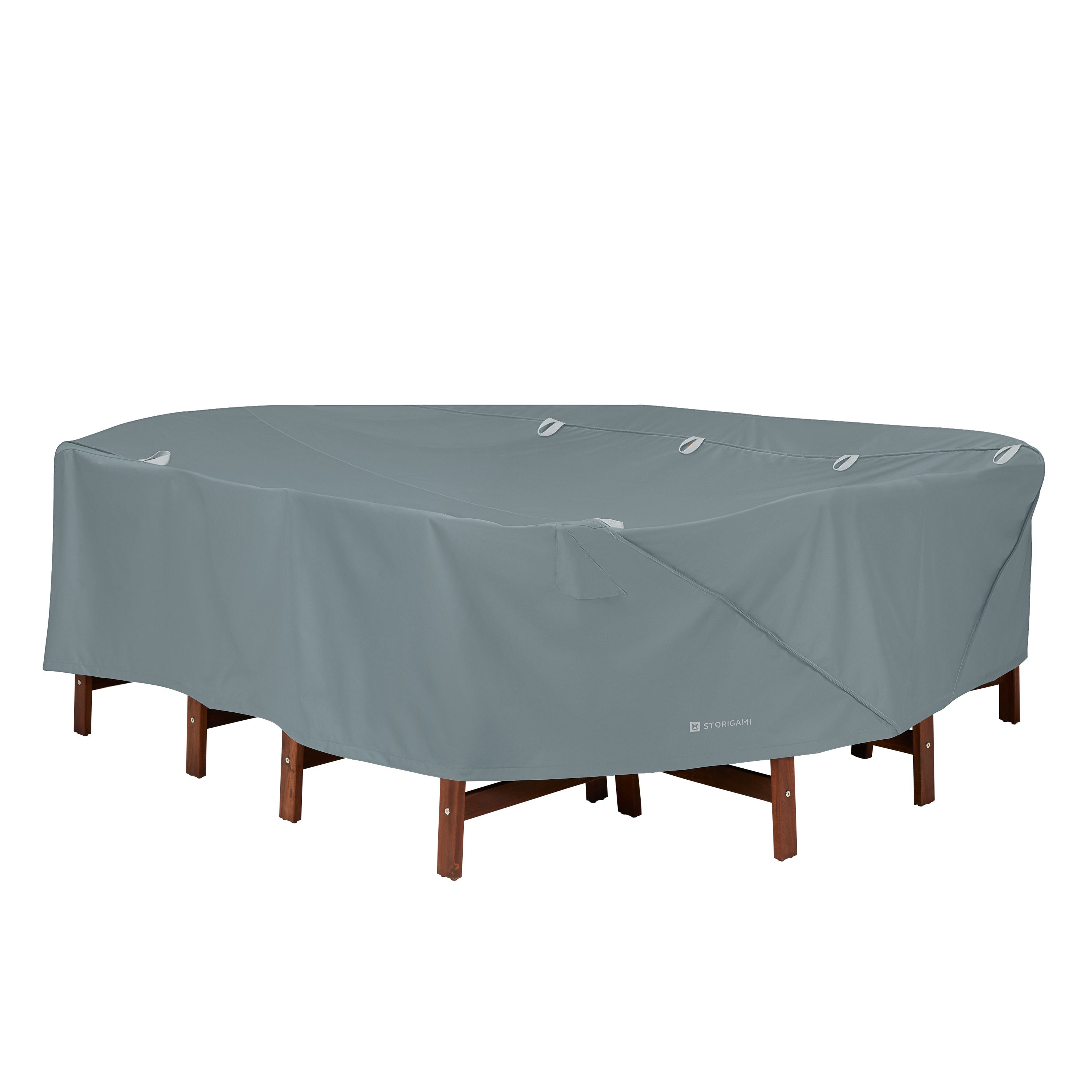 Storigami 108 Inch Easy Fold Rectangle/Oval Table & Chairs Cover, Monument Grey